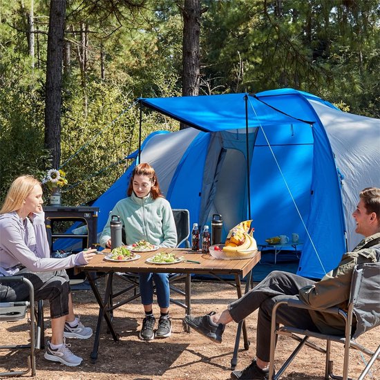 Opvouwbare campingtafel - Picknicktafel oprolbaar - Buiten eten - Verstelbare poten - 108 x 71 cm - Bruin — afbeelding 2