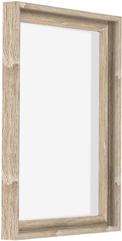 Lichtbruine, houten baklijst met nerfstructuur, 45x60 cm.