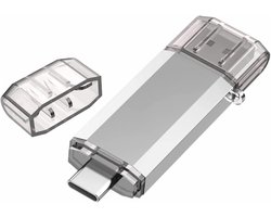 C Stick 128GB RAOYI OTG USB 3.0 & Type C Stick Dual USB Geheugenstick 128GB 2-IN-1 Flashdrive voor Tablet/iPhone 15/Smartphone/Android/PC/Laptop (Zilver)