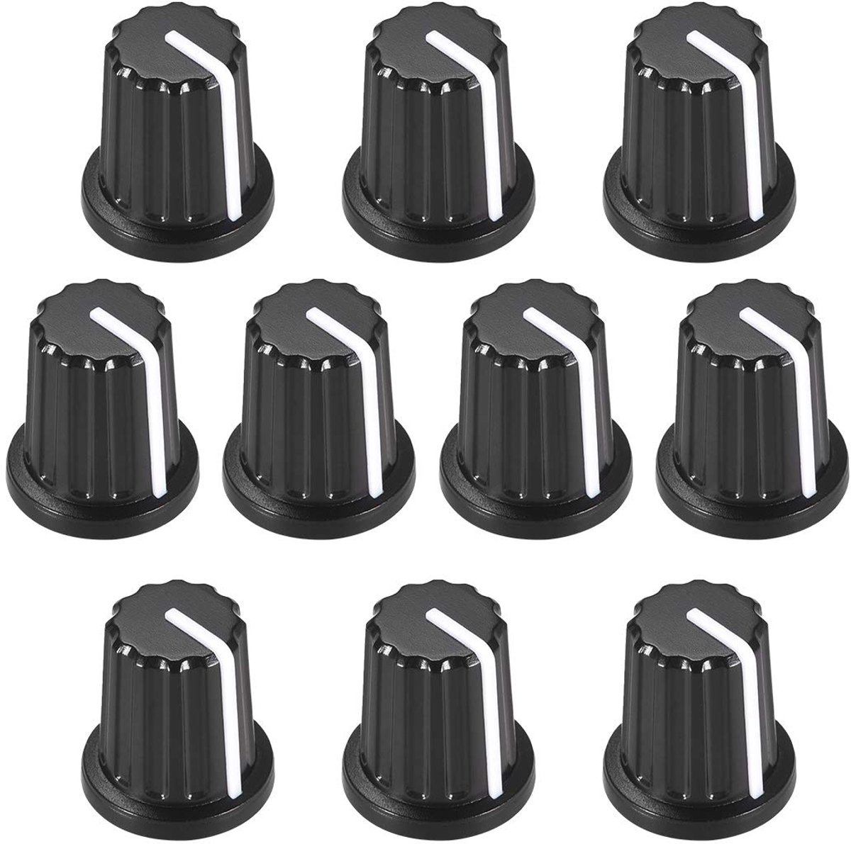 Sourcing map 10 stuks. Potentiometer regelaar knoppen voor gitaar volume toon 6 mm zwart wit