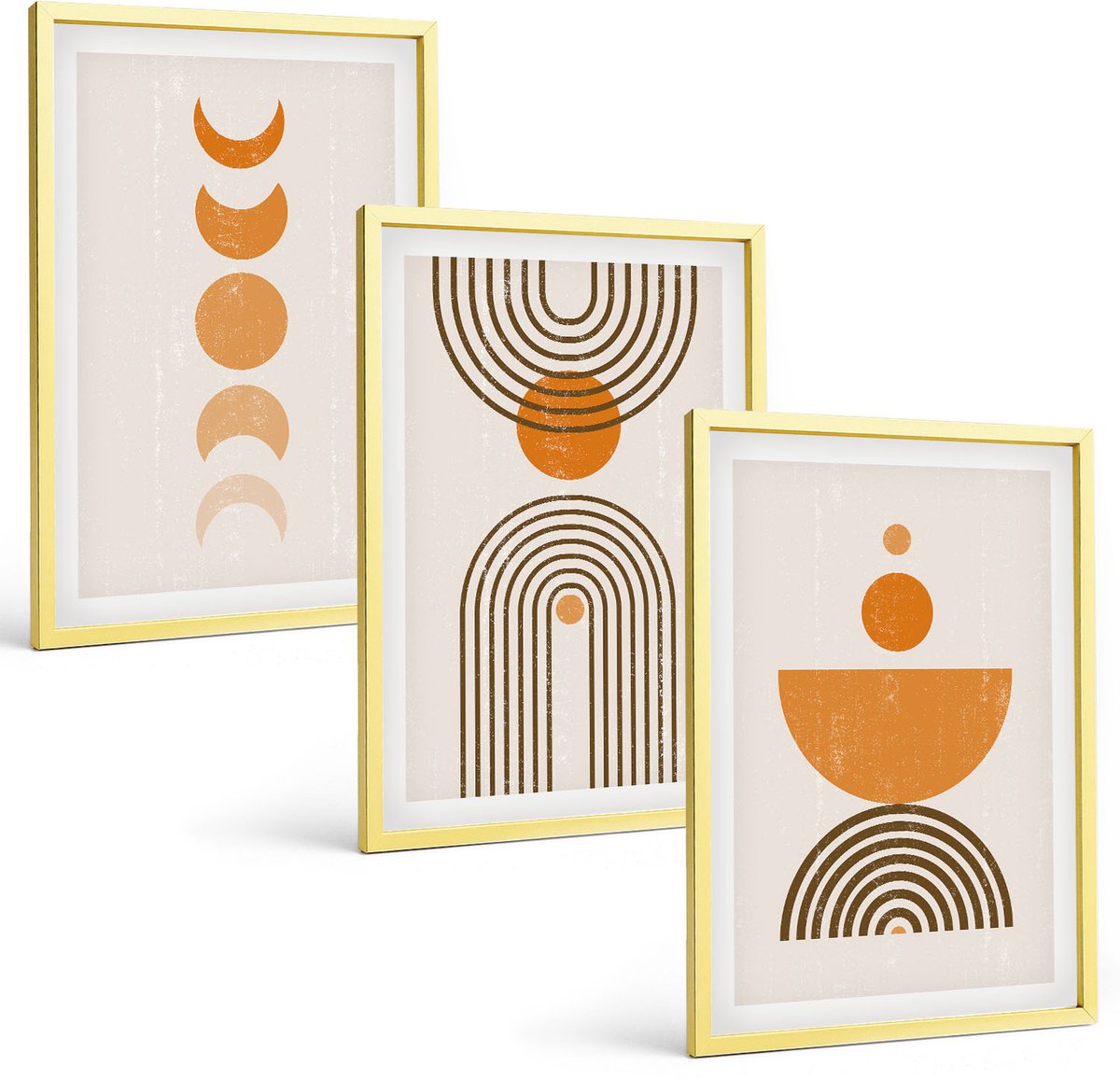 Coloray 3-Delige Schilderij Set - Boho Minimalistisch Decoratief Ontwerp - 40 x 40 cm En 40 x 60 cm - Muurdecoratie - Schilderijen Set - Woonkamer - Decoratieve Schilderijen