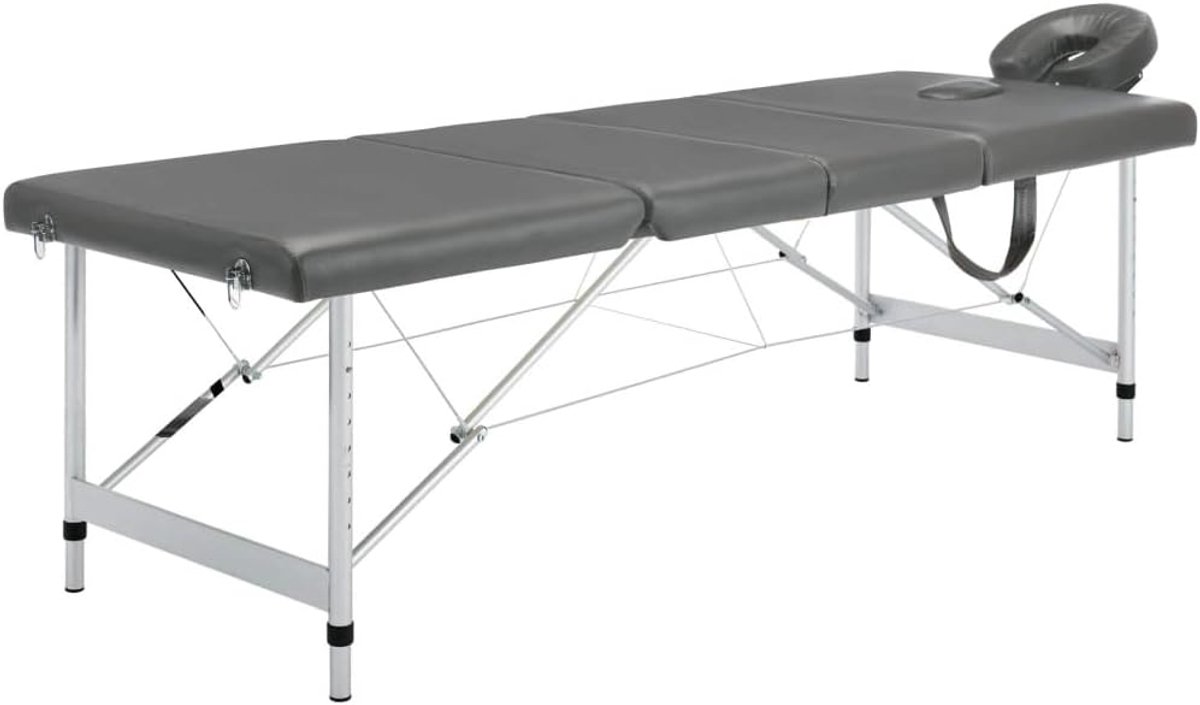 Opvouwbaar massagebed, antraciet, 4 zones, aluminium frame, draagbaar, massagebed, professioneel massagebed, bed voor esthetiek, behandelingsbed voor cosmetica