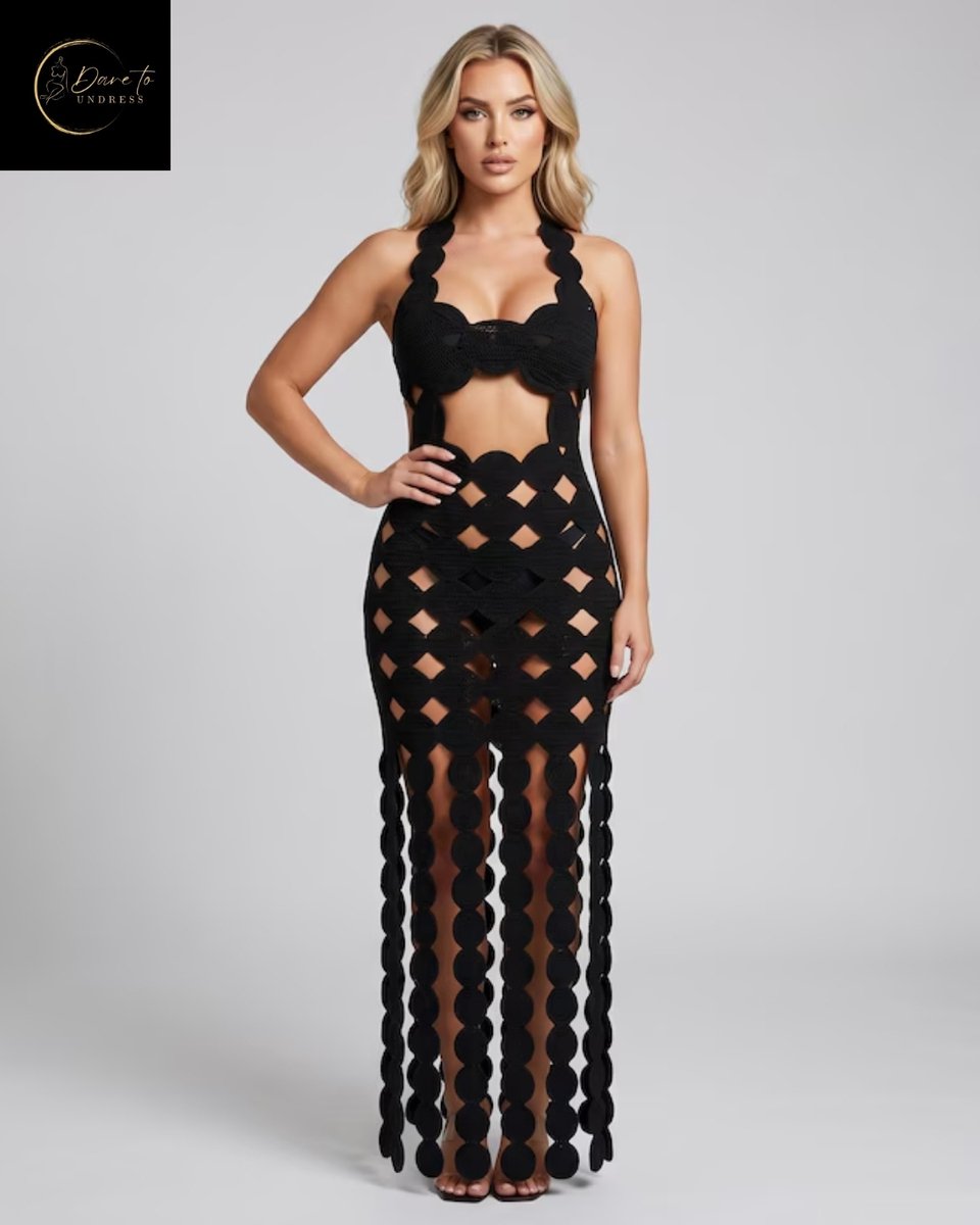 Luxe Festival Jurk –Dare to Undress –Erotische Jurk – Sexy Jurk Dames – Zwarte Maxi Dress – Kinky Outfit – Sexy Lingerie Accessoire – Clubwear – Wasteland, Crazyland, BITCH, Madam Homard, Boudoir Nocturne – Lingerie Erotisch – Sexy Lingerie – S, M, L