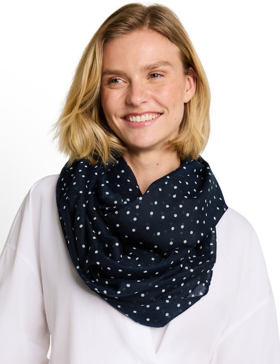 Tom Tailor - Loop-sjaal met patroon - Maat ONESIZE - navy white small dot design