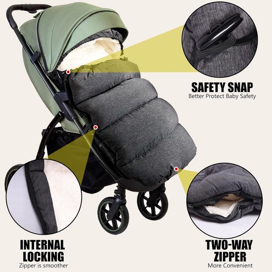 Baby Voetenzak - Kinderwagen Dekje - Warmte Buiten - Dubbellaags Ontwerp - 100 cm - Donkergrijs — afbeelding 3