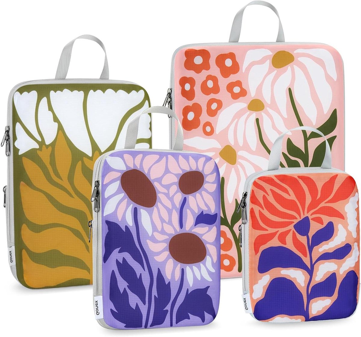 Kleding Tassen - Opbergzakken Set - Reis Organisatie - Ruimtebesparend Ontwerp - 4 Delig - Bloemen