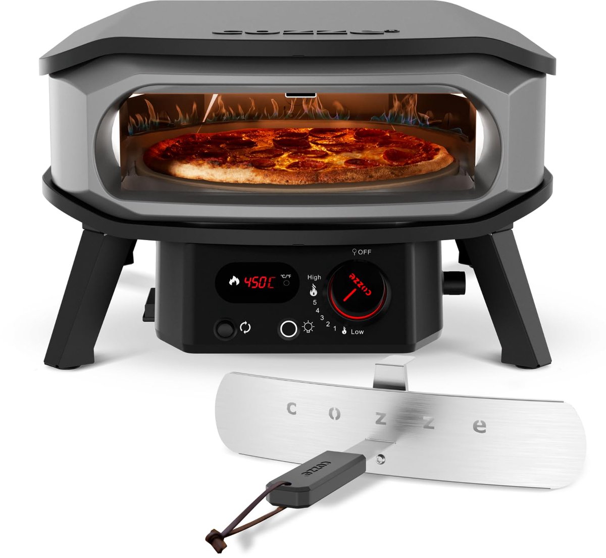 COZZE Mini pizzaoven op gas met draaifunctie 13 inch - pizza oven gas outdoor (50 mbar) met rotatie - ShopVlot