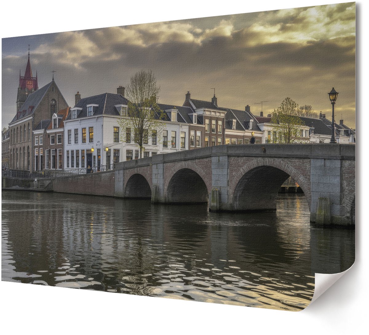 Coloray Polycanvas Poster - Kleurrijke Huizen, Illustratie - A4 - Groen Motief - Rechthoek - Wandkunst - Woonkamer, Slaapkamer, Kantoor - Popcultuur