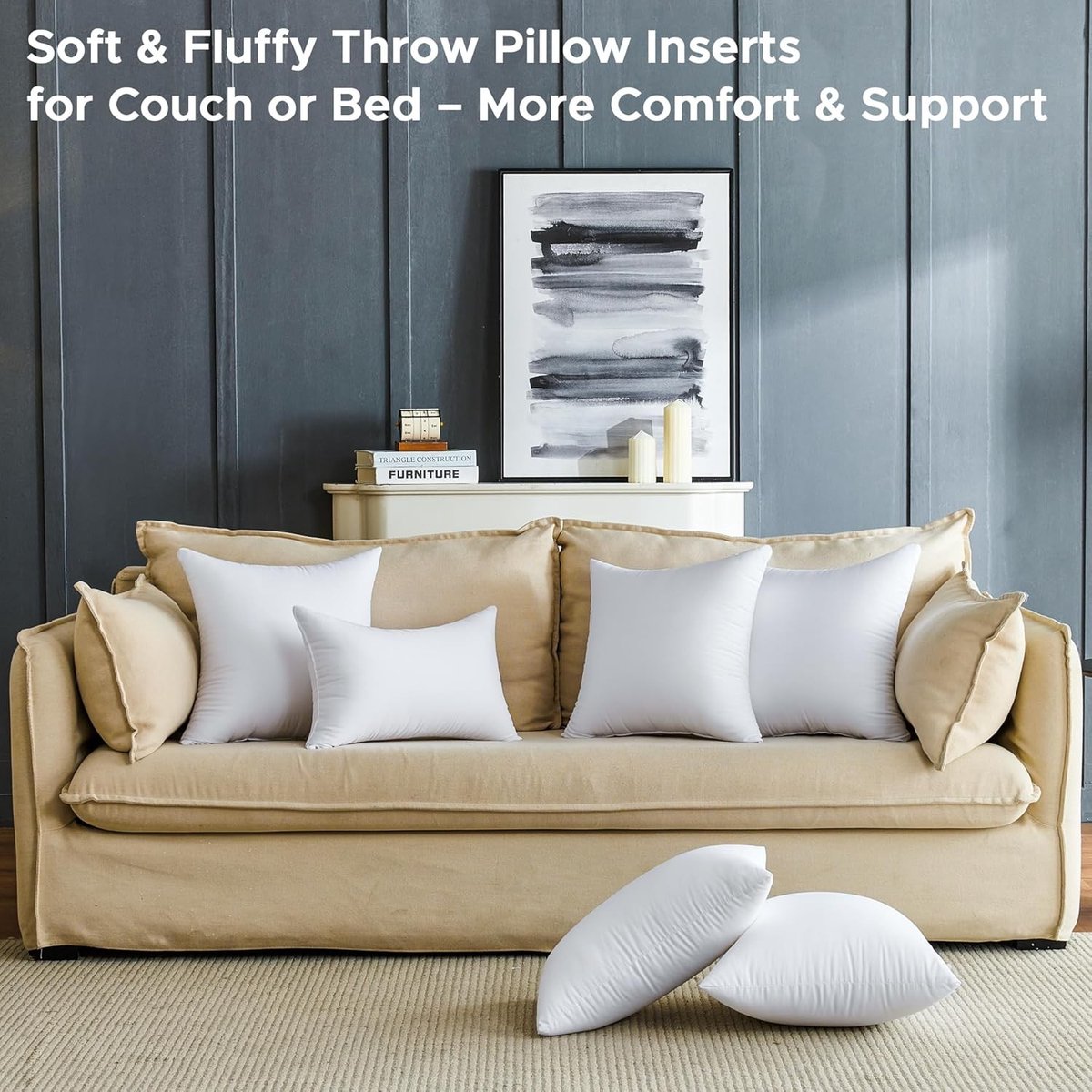 Kussenvulling Set van 4 - Wit - 45 x 45 cm - Decoratieve Kussenvullingen voor Bank en Bed