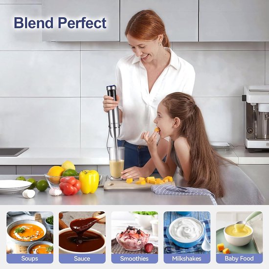 Staafmixer - Keukenmixer Handmixer - Soepen en Sauzen Maken - 25 Snelheden Turbostand - 700 ml Maatbeker - Zwart — afbeelding 3