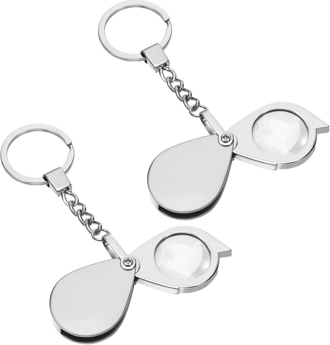 Vergrootglas Sleutelhanger - Zilver - 12 x 3 x 1 cm - Mini-Opvouwbaar met 20x Vergroting - Voor Sieraden en Munten