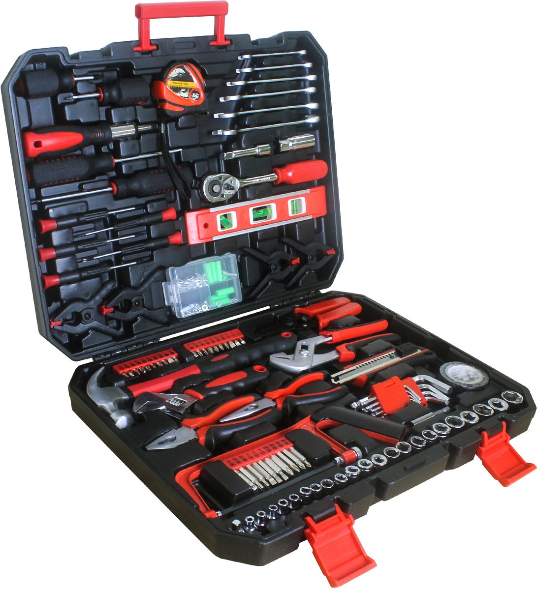 REDOM- Handgereedschapskoffer met gereedschapset - 238-delig - Ingebouwde opberglagen - Met handgreep en clipsluiting - Koolstofstaal - Gereedschapskoffer - 45,5 x 35,5 x 8,9 cm