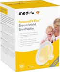 Tétère PersonalFit Flex Medela, 21mm. Avec une image d'une mère et d'un bébé.