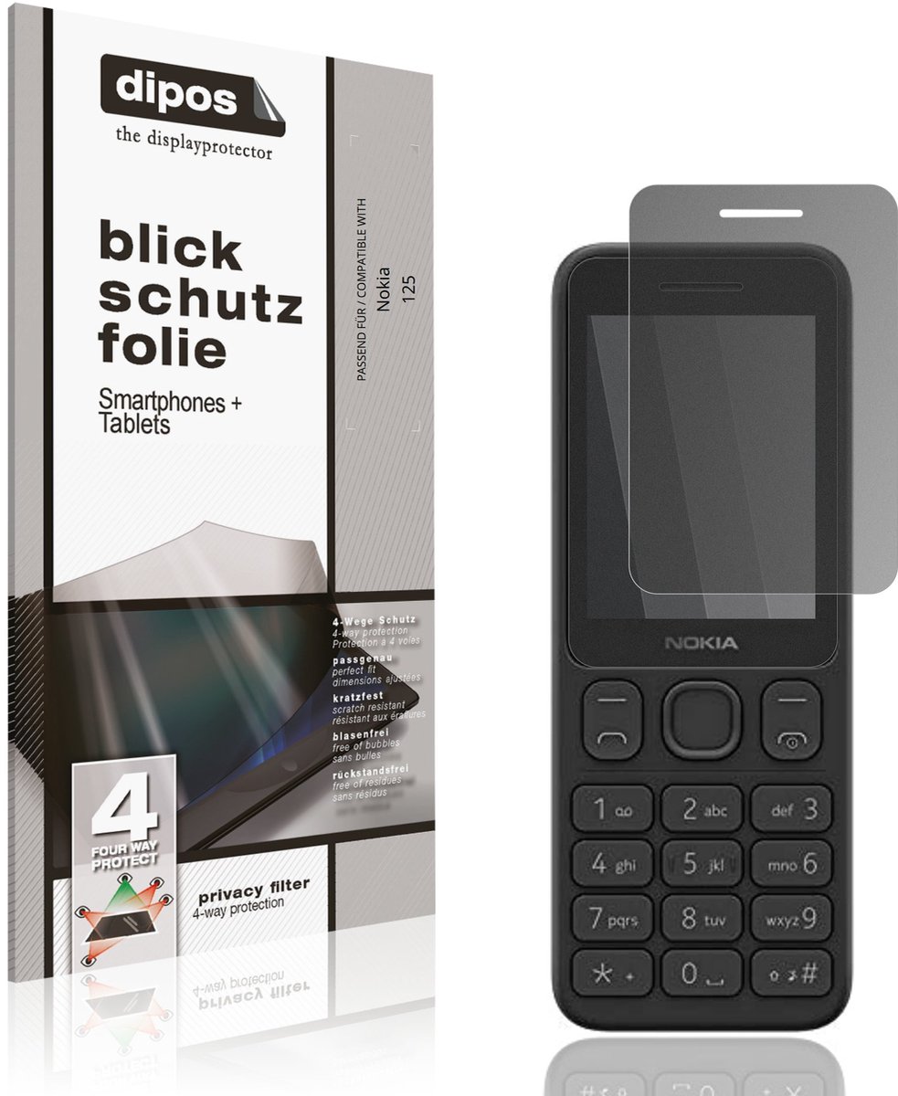 dipos – Matte Privacy Screenprotector geschikt voor Nokia 125 | Anti-Spy Beschermfolie