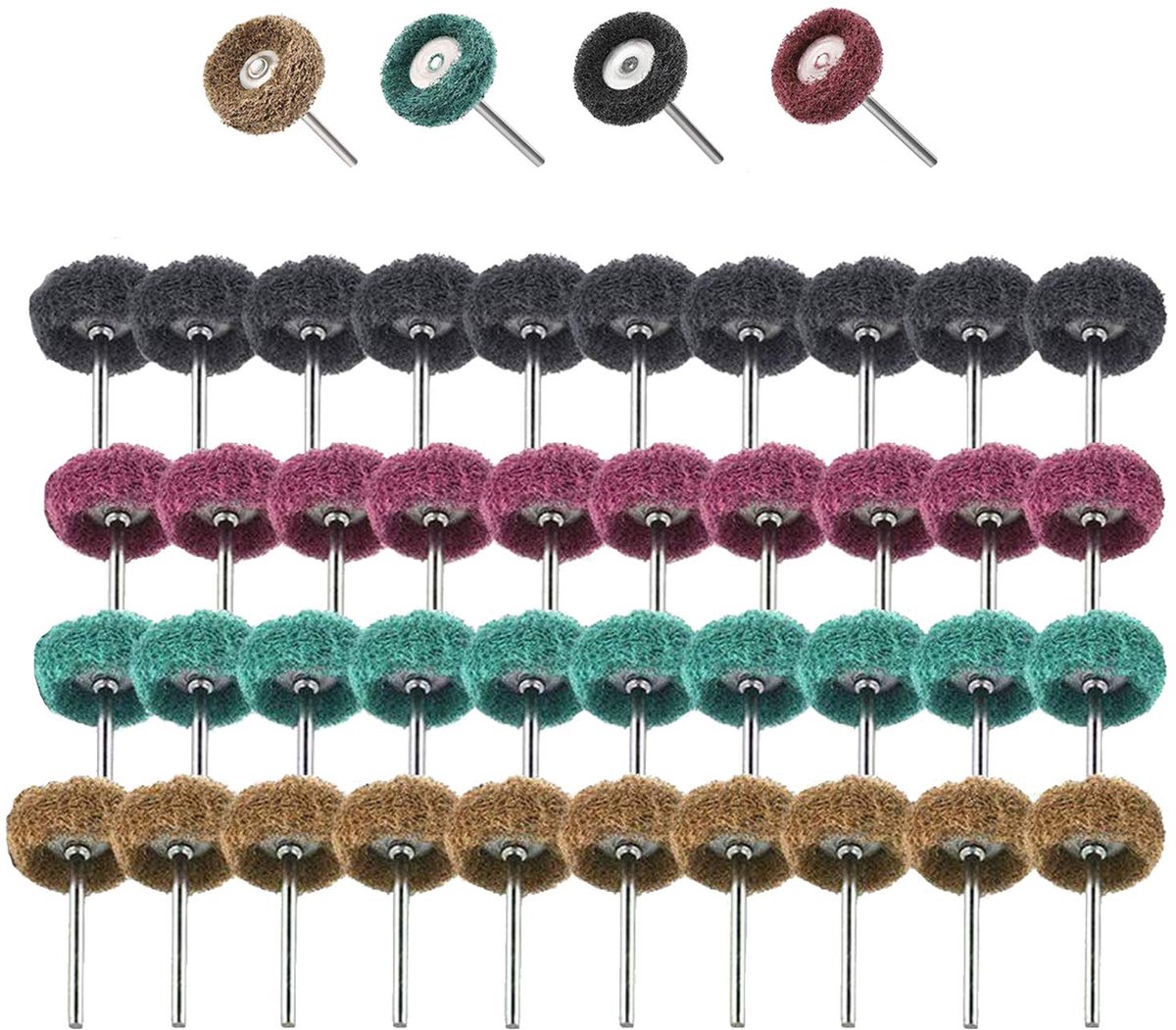 40 stuks schurende wielen, 1" (25mm) schurende polijsten wielen set voor roterende gereedschap-1/8 "(3 mm) schacht