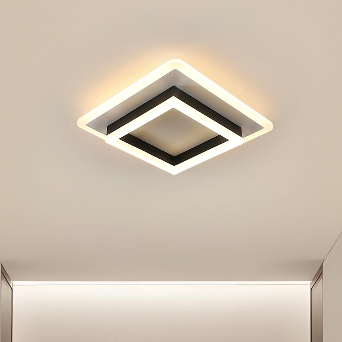30 W, vierkant, modern, led-plafondlamp | acryl, zwart, voor woonkamer, slaapkamer, keuken, hal, warmwit 3000 K