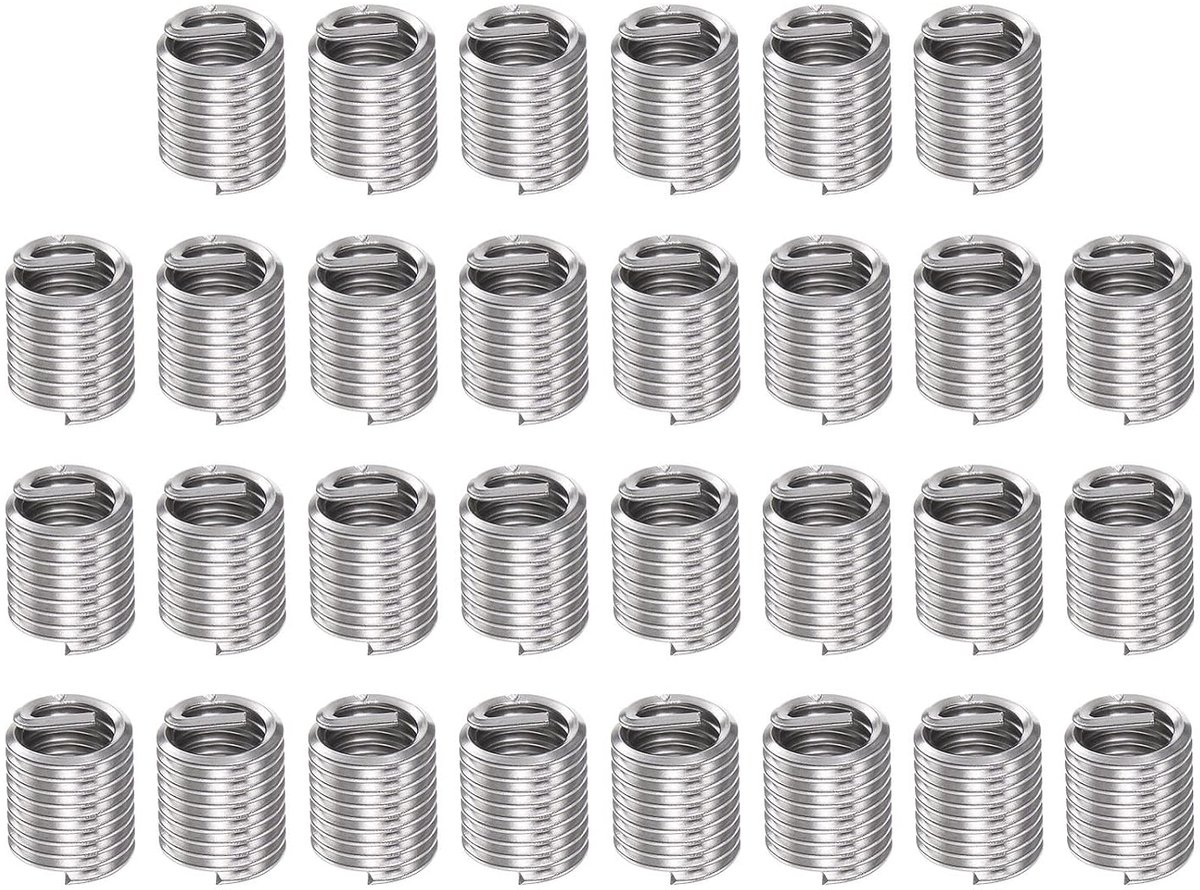 sourcing map 30 stuks draadinzetstukken 1/4-20 UNC 2D 12,7 mm 304 roestvrij staal spiraaldraad draadmof