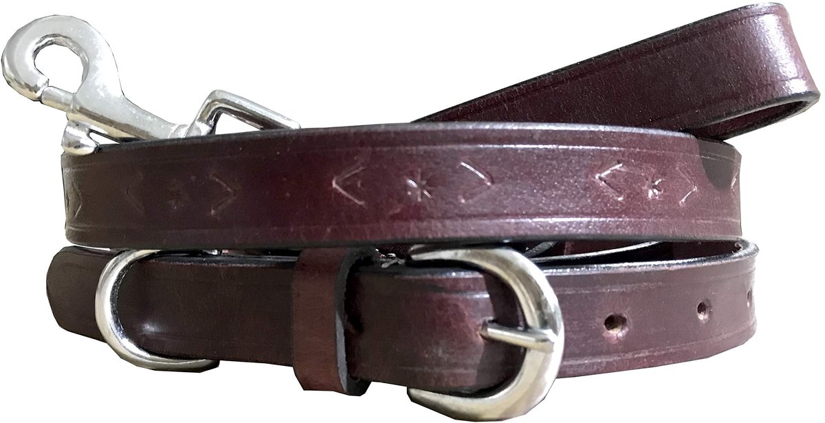 BRADLEY CROMPTON Echt leer bijpassende paar halsband en lood set M - ShopVlot