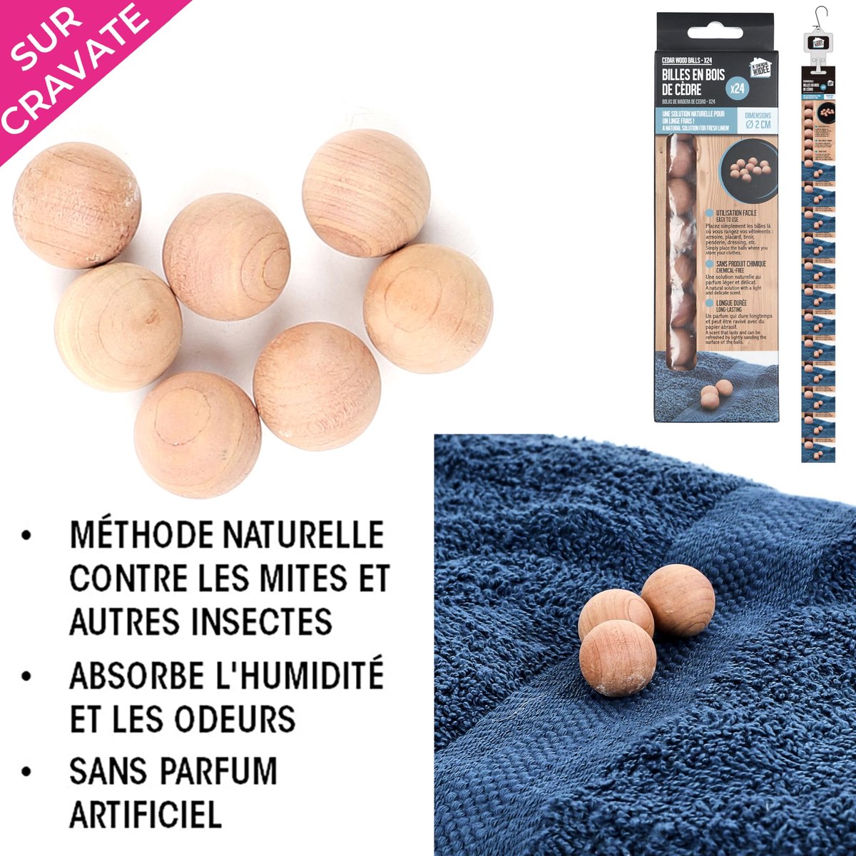 JE CHERCHE UNE IDEE, DI8786, Set of 24 Cedar Wood Marbles, without harmful substances, fresh and non-invasive scent - ShopVlot