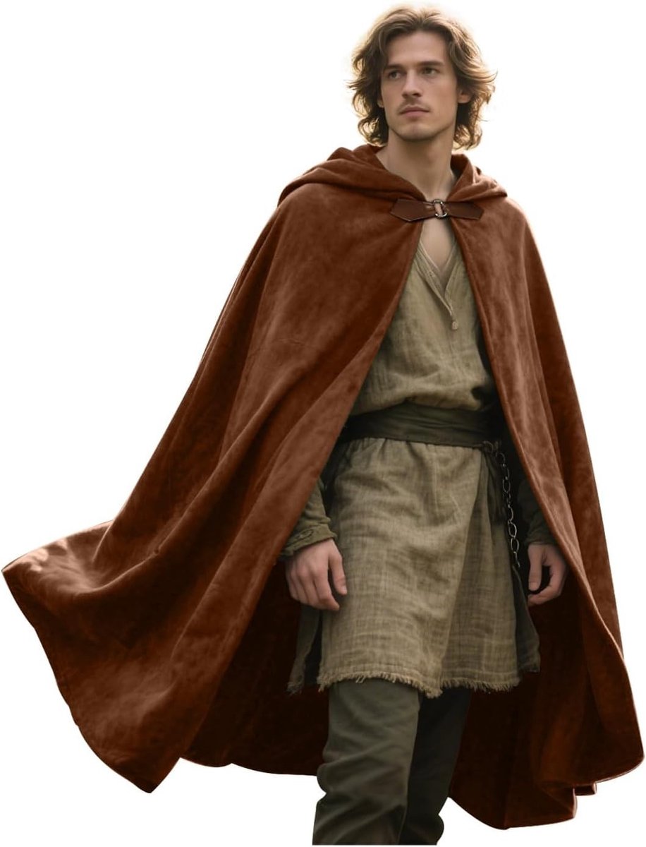 Renaissance Fluwelen Cape met Kap voor Halloween en Middeleeuwse Kostuums, Perfect voor Hobbit-Thema