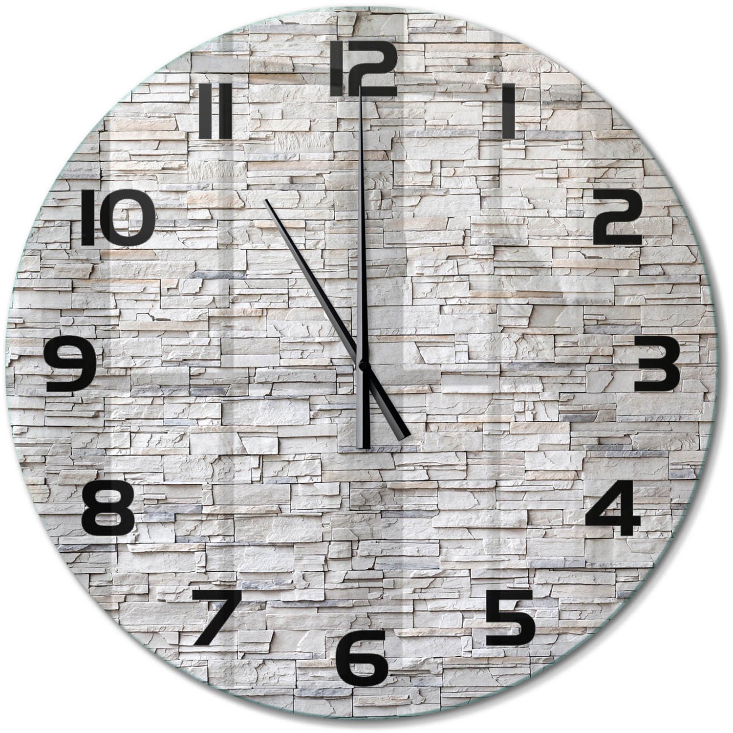 TULUP Wandklok - Zee Decoratieve Glazen Klok - fi60 cm - Blauw Glazen Wandklok Design - Zwarte handen - Ronde Klok - Glazen Klok Met Print - Wandklok Glas Met Motief