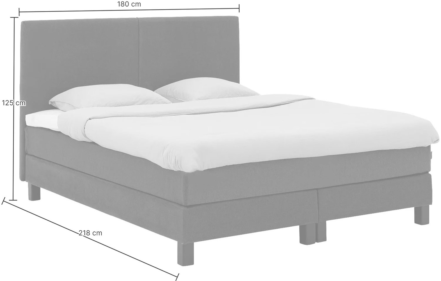 Goossens Boxspring Compleet Gs 180 - 180x210 - grijs - met hoofdbord queens donker grijs