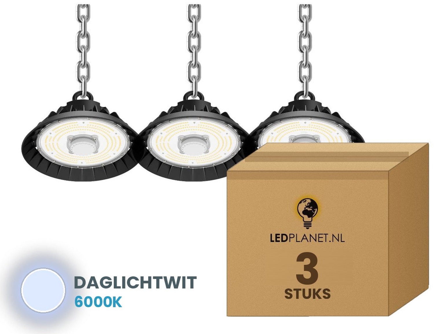 Tsong UFO Lamp - LED High Bay 240W - 36.000 lm - Daglichtwit 6000K - 3 stuks - Bewegingssensor - 0-10V Dimbaar - IP65 - Hal, Werkplaats- & Garageverlichting - 5 jaar garantie