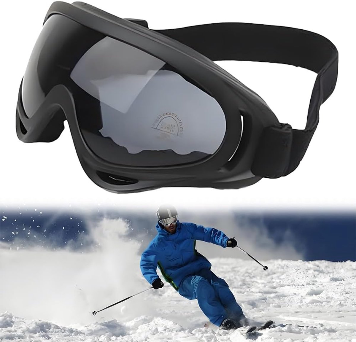Skibril voor Dames en Heren - UV-Bescherming, Snowboardbril, Anti-Condens, Motorbril, Spiegelend, Geschikt voor Outdoorsporten