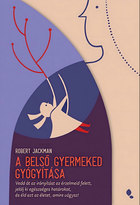 Boekomslag met een illustratie van een kindje dat aan een taksling zwaait, met de titel 'A Belső Gyermeked Gyógyítása'.