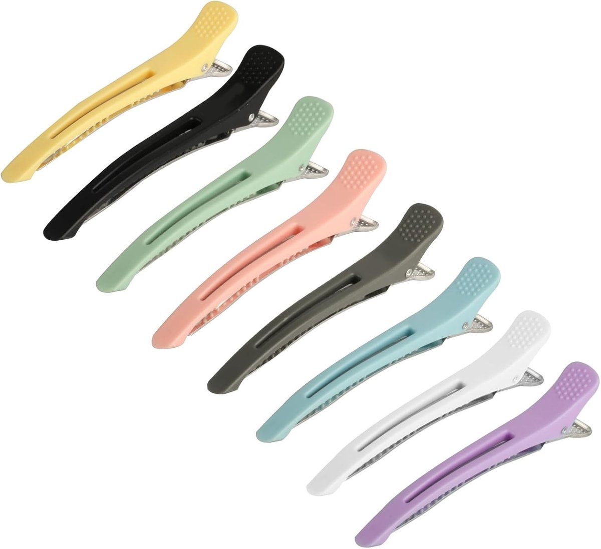 Set van 8 Haarclips voor Vrouwen - Professionele Kappersbenodigdheden, Metalen Scheidingsclips en Silicondoppen voor Stijlvol Haarstyling zonder Sporen