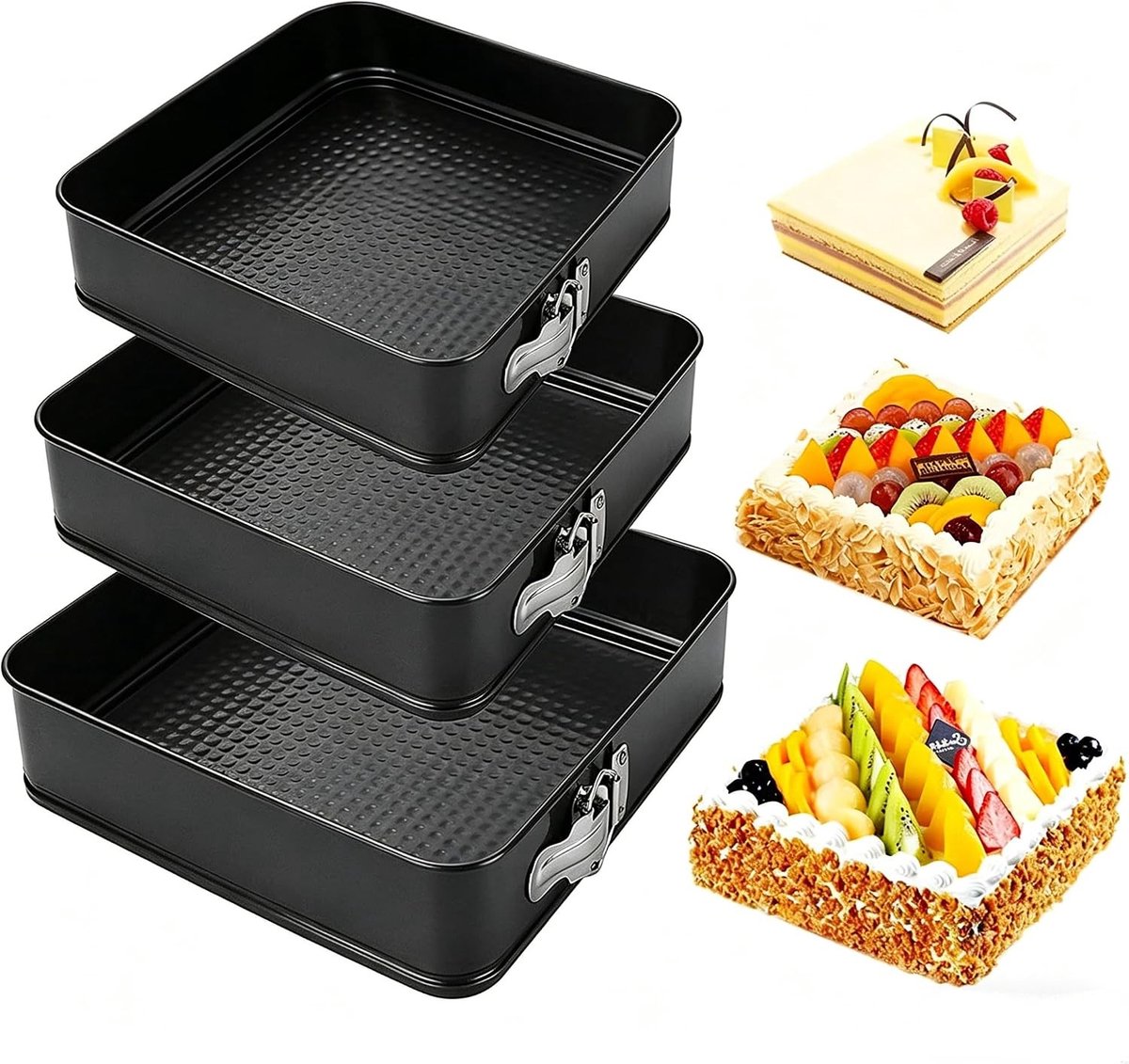 Verwijderbare Lekvrije Bakvorm voor Cheesecake, Pizza en Brood - Antiaanbaklaag, Vierkant, 18/20/22 cm