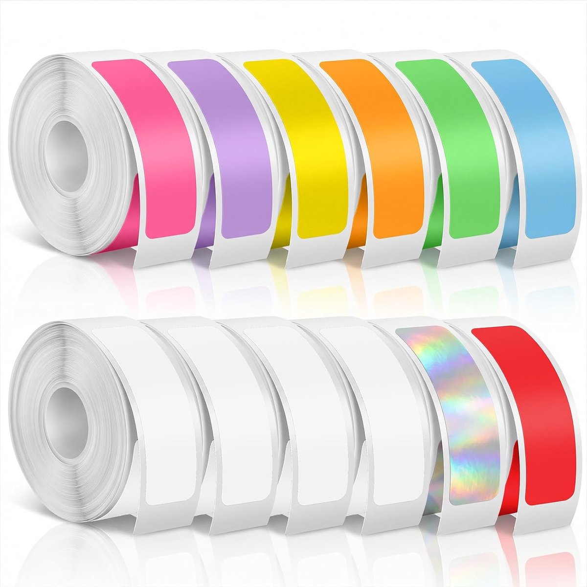12 rollen Thermal Label Tape, zelfklevende labeltape, kleurrijk