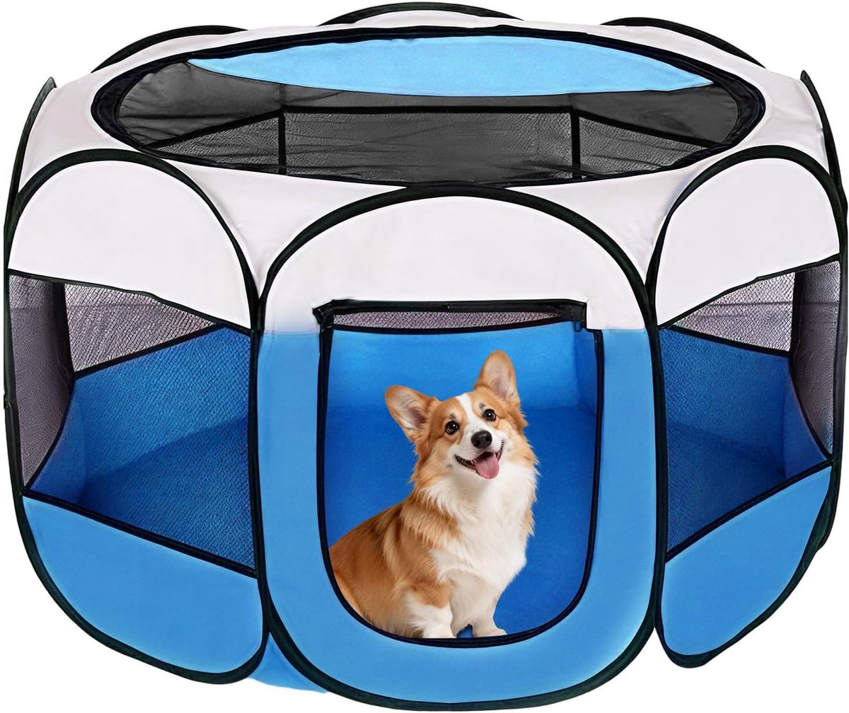 Puppyuitloop, opvouwbaar, 74 x 74 x 43 cm, waterdichte Oxford-stof, huisdiertent voor honden, katten, puppy's, binnen en buiten