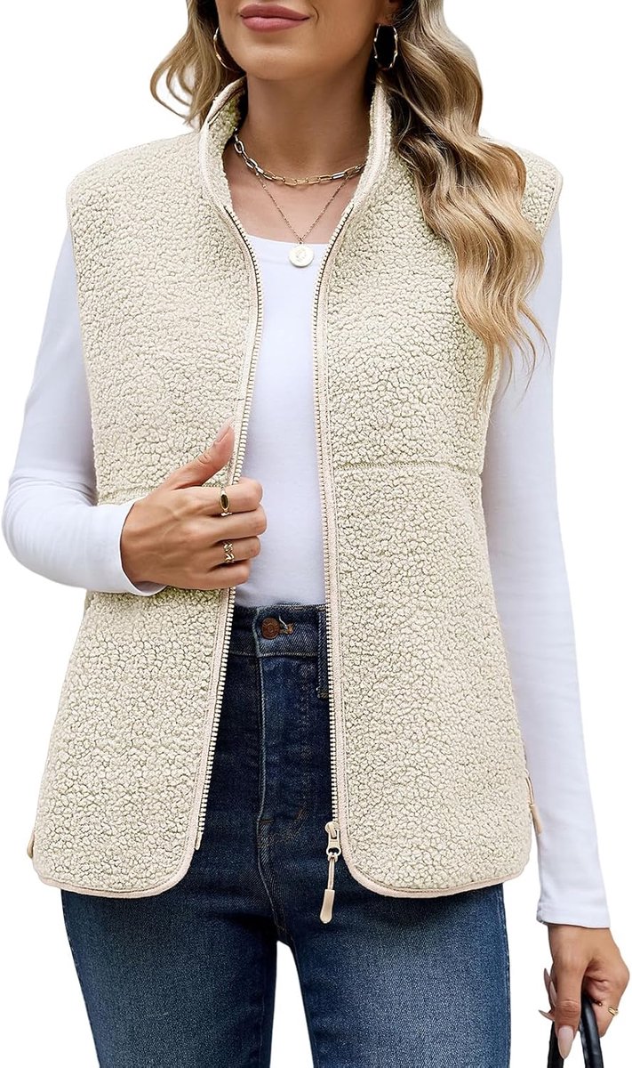 Heekpek Fleecevest voor dames, teddy fleece vest met ritssluiting