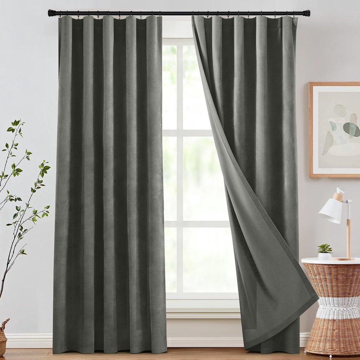 Chenille 100% Verduistering H 214 x B 132 cm (2-pack, grijs)