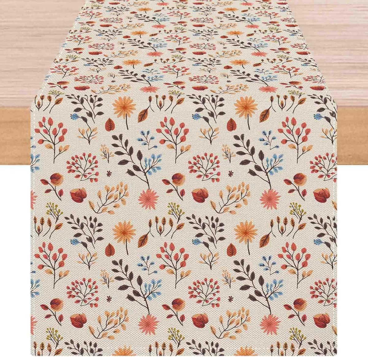 Tafelloper, herfst, tafelloper, moderne tafel, esdoornblad, oranje, rood, bruin, herfst, wooncultuur, wasbaar, in landhuisstijl, met bladeren, voor keuken, tafel, tuin, feest, 40 x 140 cm