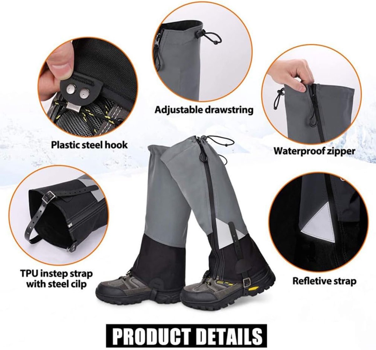 Gamaschen voor heren en dames, outdoor beenkappen, waterdichte beenkappen, voor outdoor, wandelen, trekking, klimmen, jagen en skiën