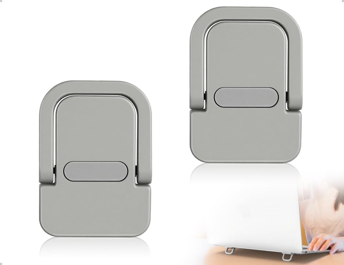 2 stuks draagbare toetsenbordstandaard, inklapbare en onzichtbare mini-laptopstandaard, laptophouder van kunststof, zelfklevend, voor reizen, werk, entertainment (zilver)