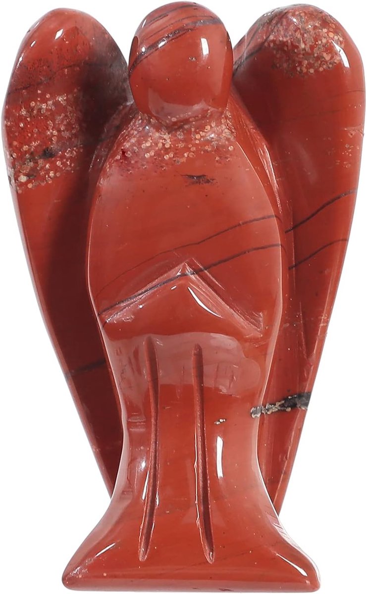 Rode Jaspis Engel Standbeeld, Handgesneden Steen Genezing Kristal Zak Figuren Decoratie, 5 CM