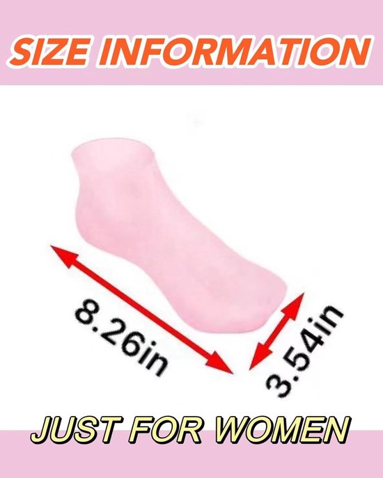 Afmetingen van de roze siliconen sok: 8.26 inch lang, 3.54 inch breed. Alleen voor dames.