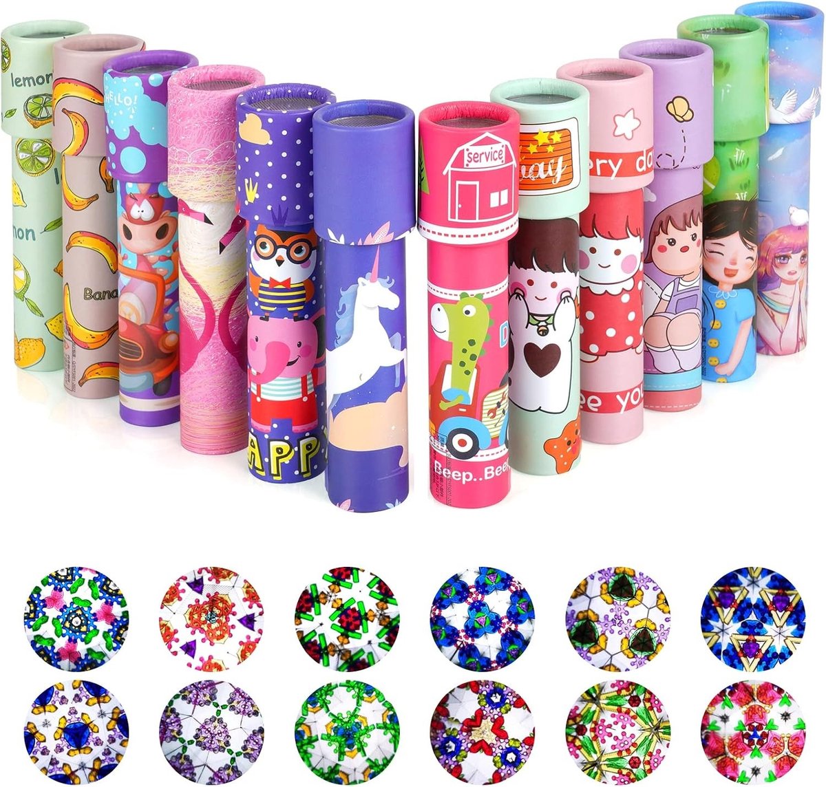 Vintage Retro Kaleidoscopen, Educatief Speelgoed voor Kinderen, Perfect voor Verjaardagen en Feestdagen, Set van 12 Stuks