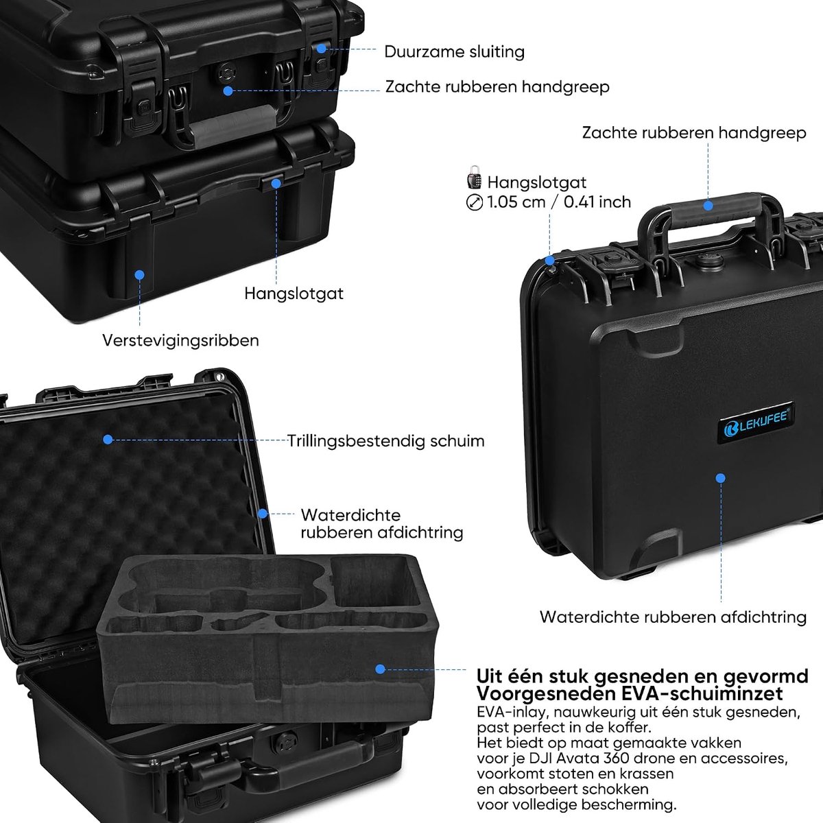 waterdichte harde draagkoffer voor DJI Avata 360 drone, Motion Fly More Combo, batterijen (5 stuks), Goggles N3/3, RC Motion 3, DJI RC 2/N3/N2, FPV-controller 3 en accessoires (alleen koffe – foto 3