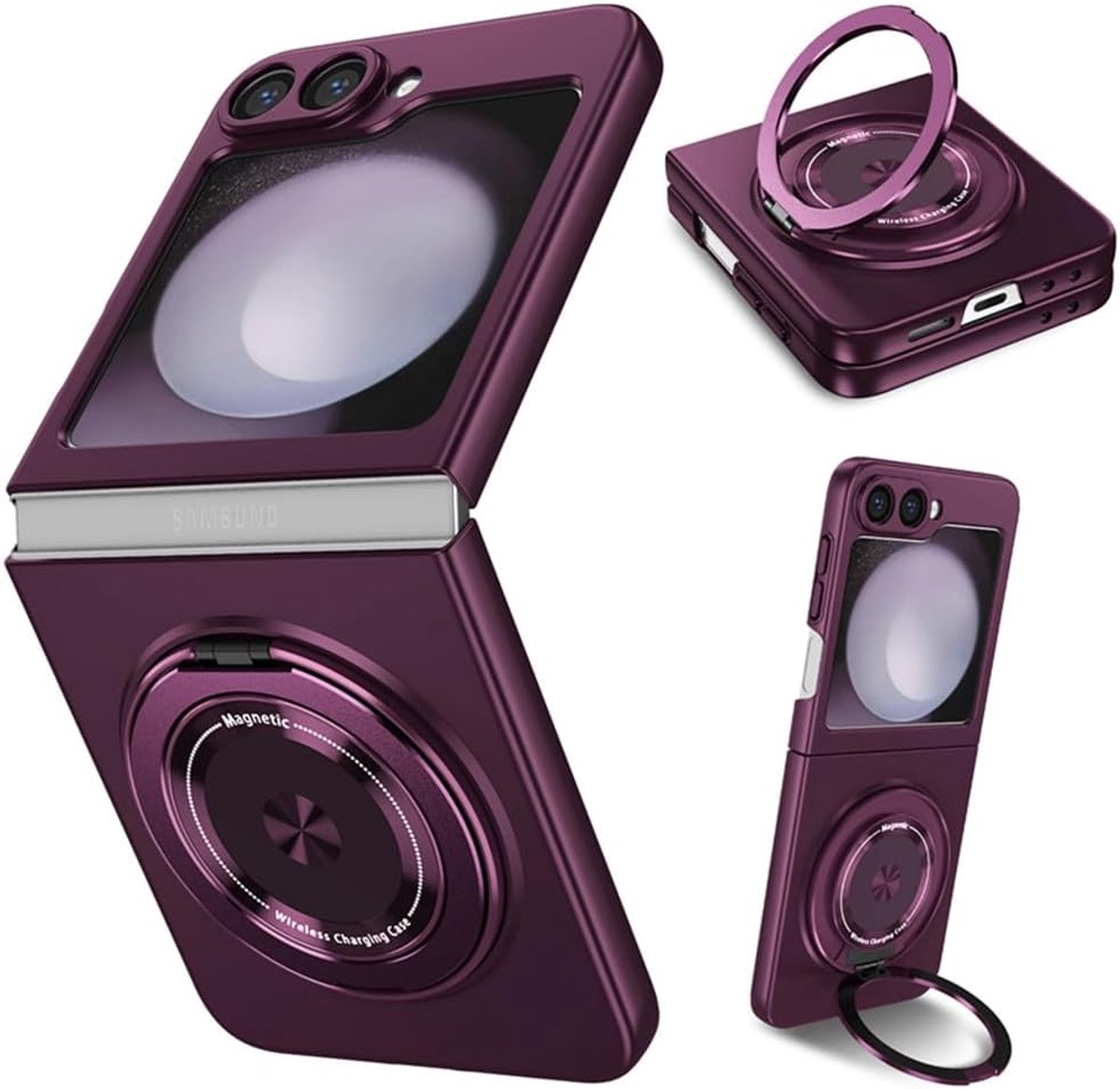 Samsung Galaxy Z Flip 6, draaibare magneetbescherming stootvast hoesje, vouwbaar slank behuizing Compatibel met Samsung Galaxy Z Flip 6 (Lila)