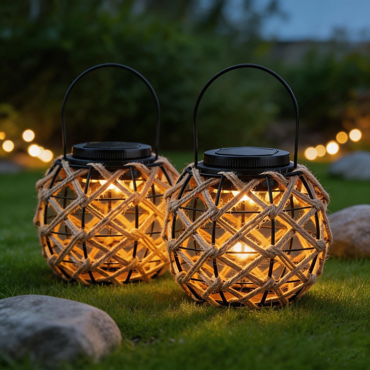 Lantaarn op zonne-energie 2 stuks - waterdicht - 2 lichtmodi - ideaal voor terras en tuin - ShopVlot