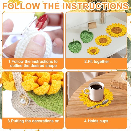 Beginner Haakset met Instructies, Handgemaakte Haakmaterialen voor Potplanten, Coasters en DIY Projecten, Geschikt voor Binnen en Cadeaus — afbeelding 4