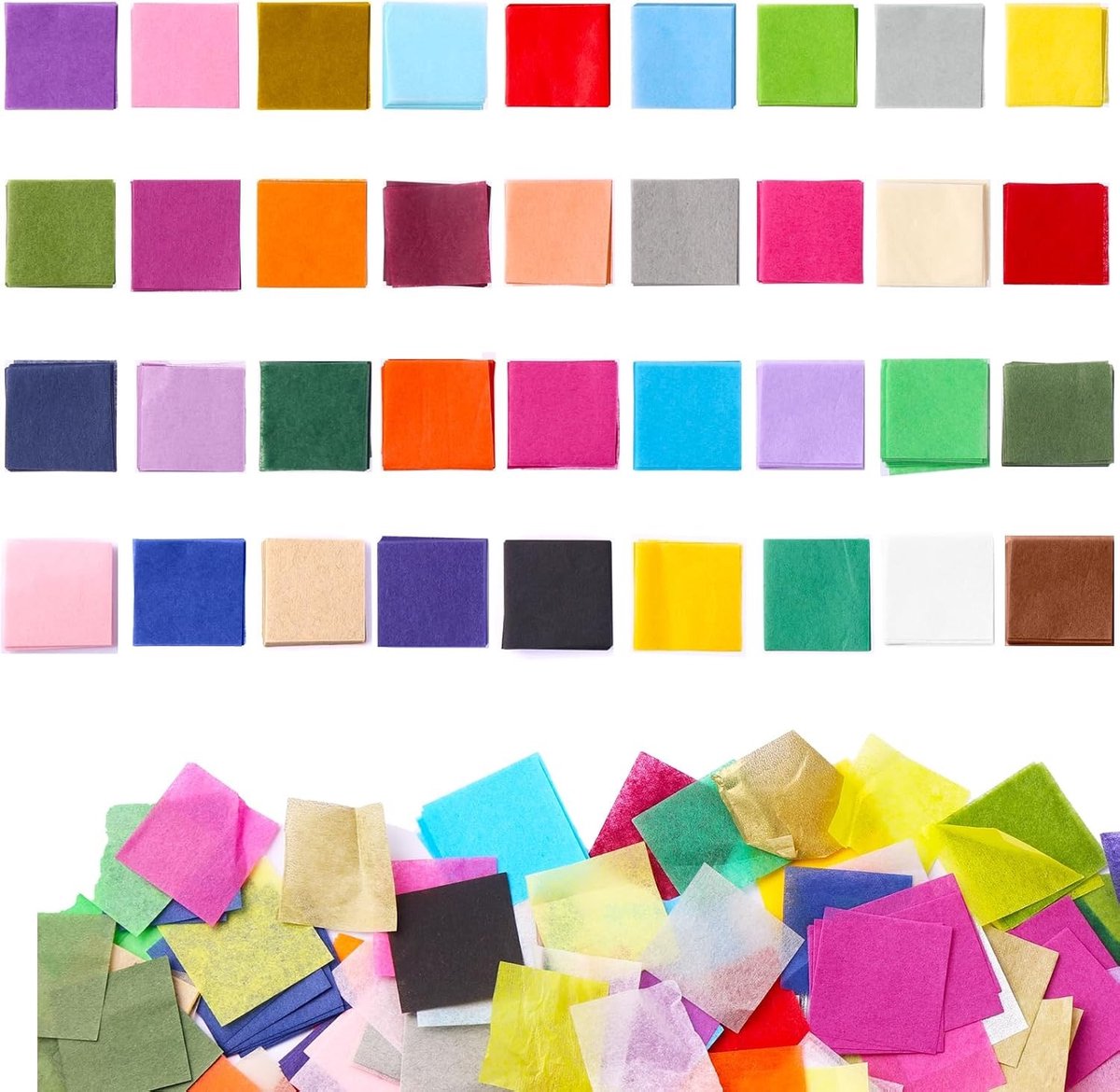 Kleurige 1 inch zijdepapier voor knutselen, scrapbooken en scrunch art - 5400 stuks