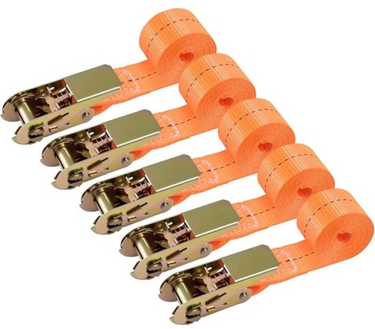 Spanbanden met ratel - Sjorbanden set - Veilig transport - Hoge belastbaarheid - 5 stuks 2 meter - Zwart