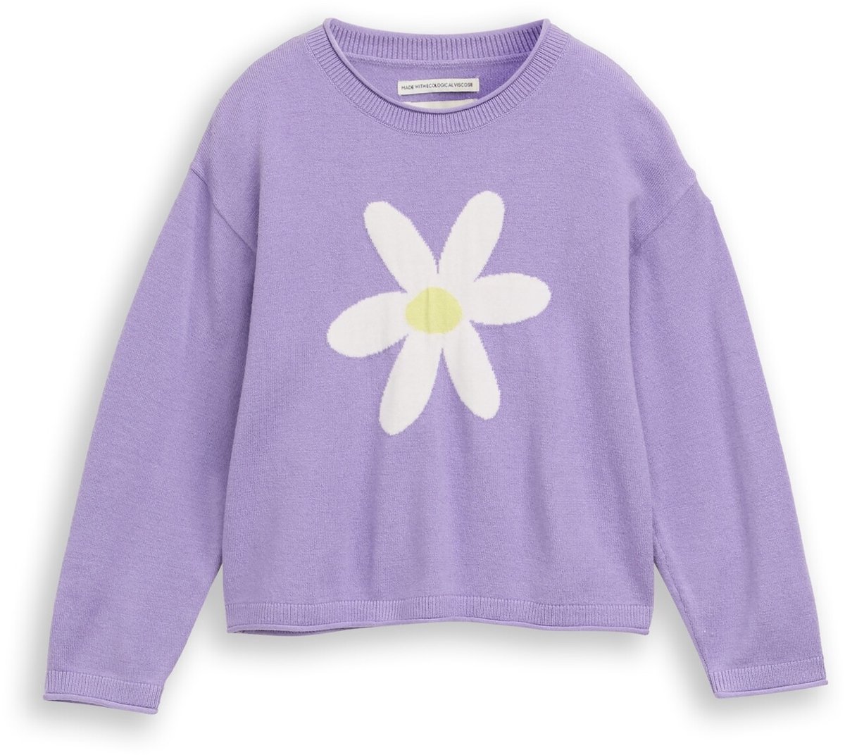 Tom Tailor - Gebreide trui met bloemenmotief - Maat 128/134 - sweet purple