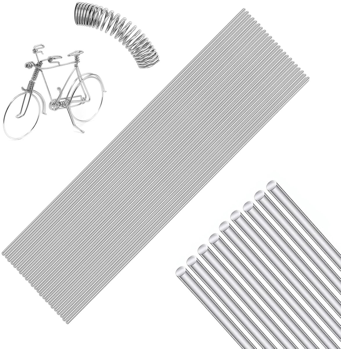 50 stuks, roestvrij staaldraad, 1,6 mm x 400 mm, draad voor knutselen, metalen stang, veerdraad, volledig harde draad, hoge elasticiteit, voor doe-het-zelf handwerk, modelauto