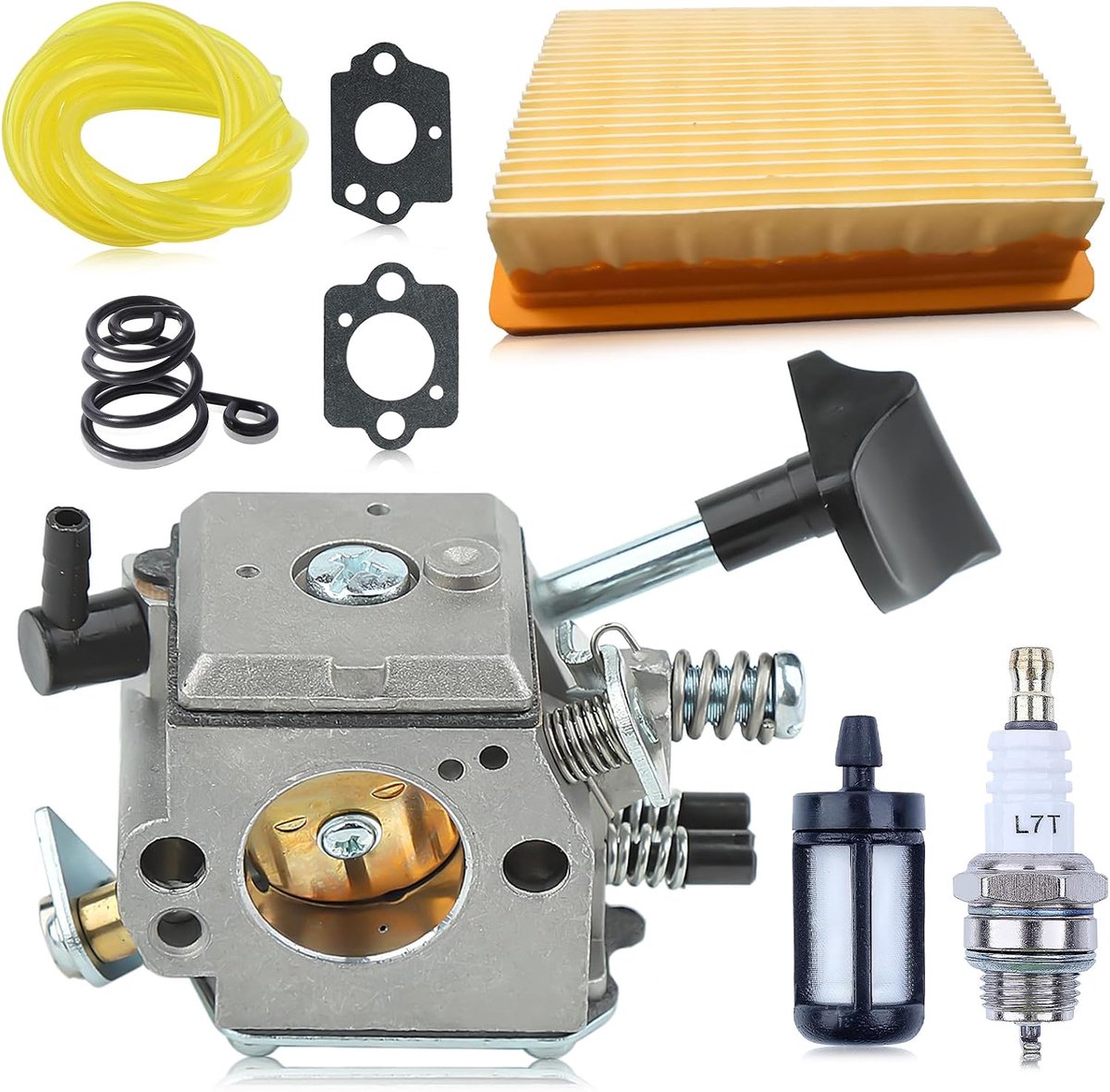 4203 120 0601 carburateur set voor Stihl SR320 SR340 SR380 SR400 SR420 BR320 BR340 BR380 BR400 BR420 rugblazer, met brandstoffilterlijn, bougie en afdichting
